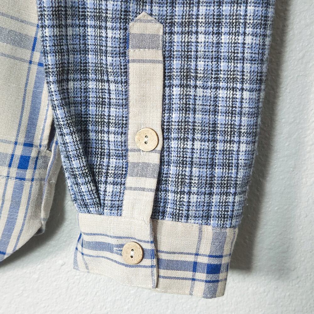 Listicle Plaid Button Down Shirt Blue White Size L Coastal Normcore - Picture 6 of 10